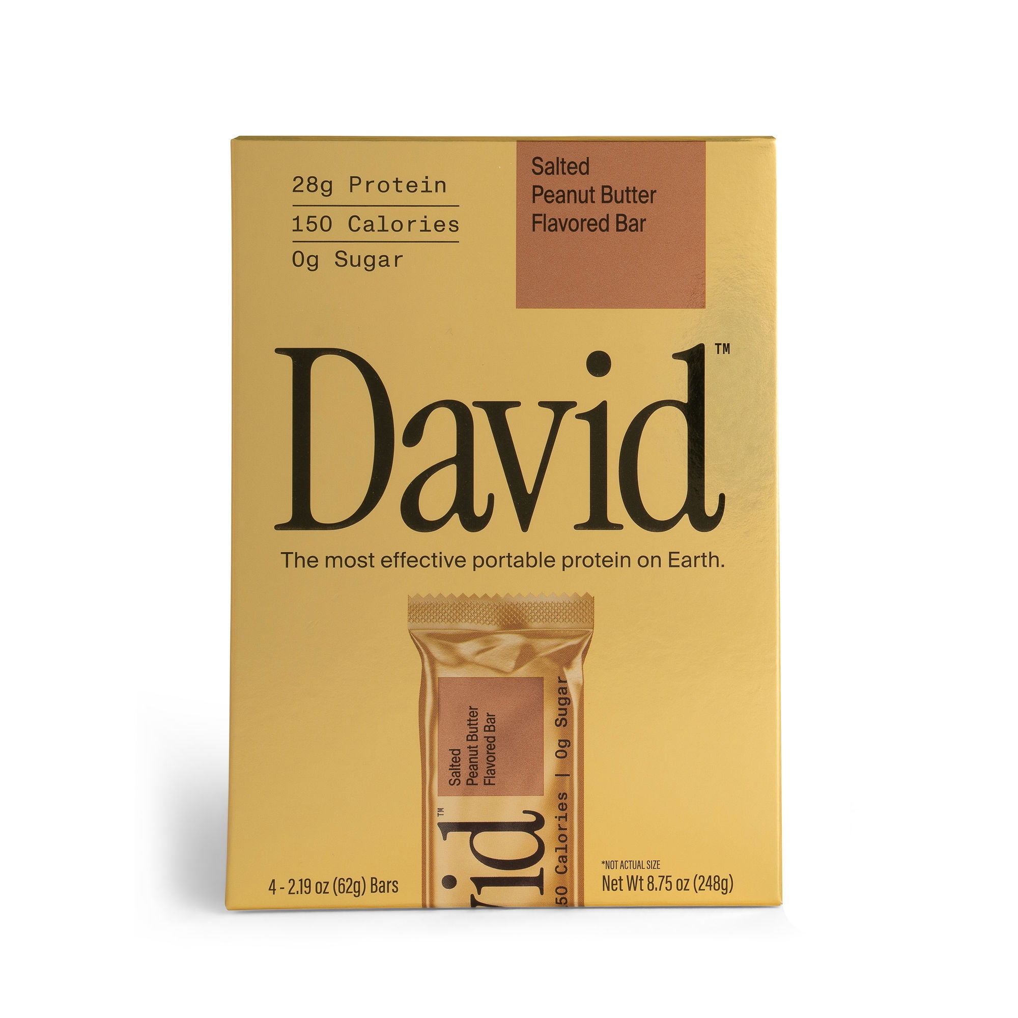 David Protein Bar, Salted Peanut Butter, 4-pack
