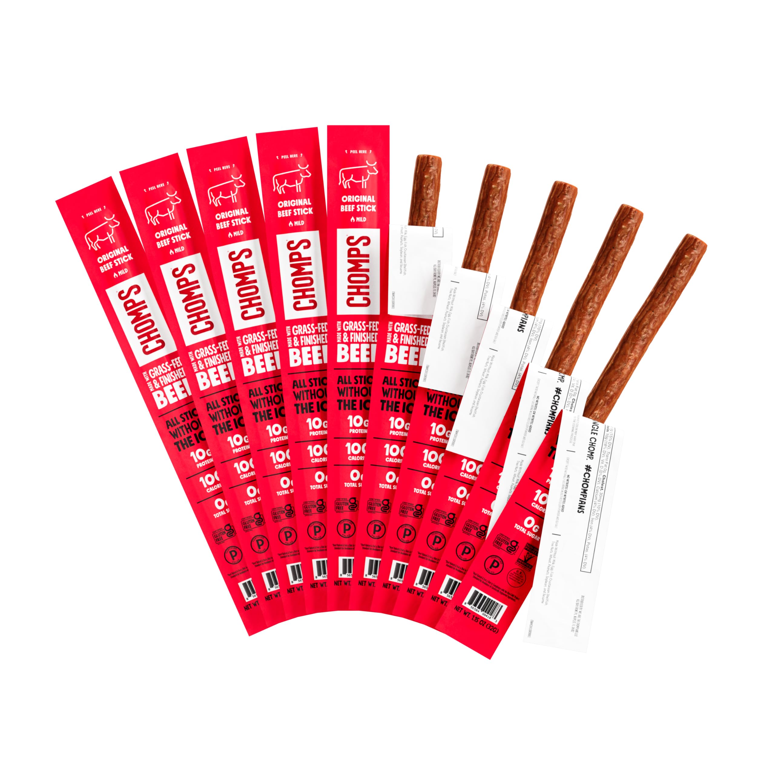 Chomps Grass-Fed Beef Sticks, 10-pack
