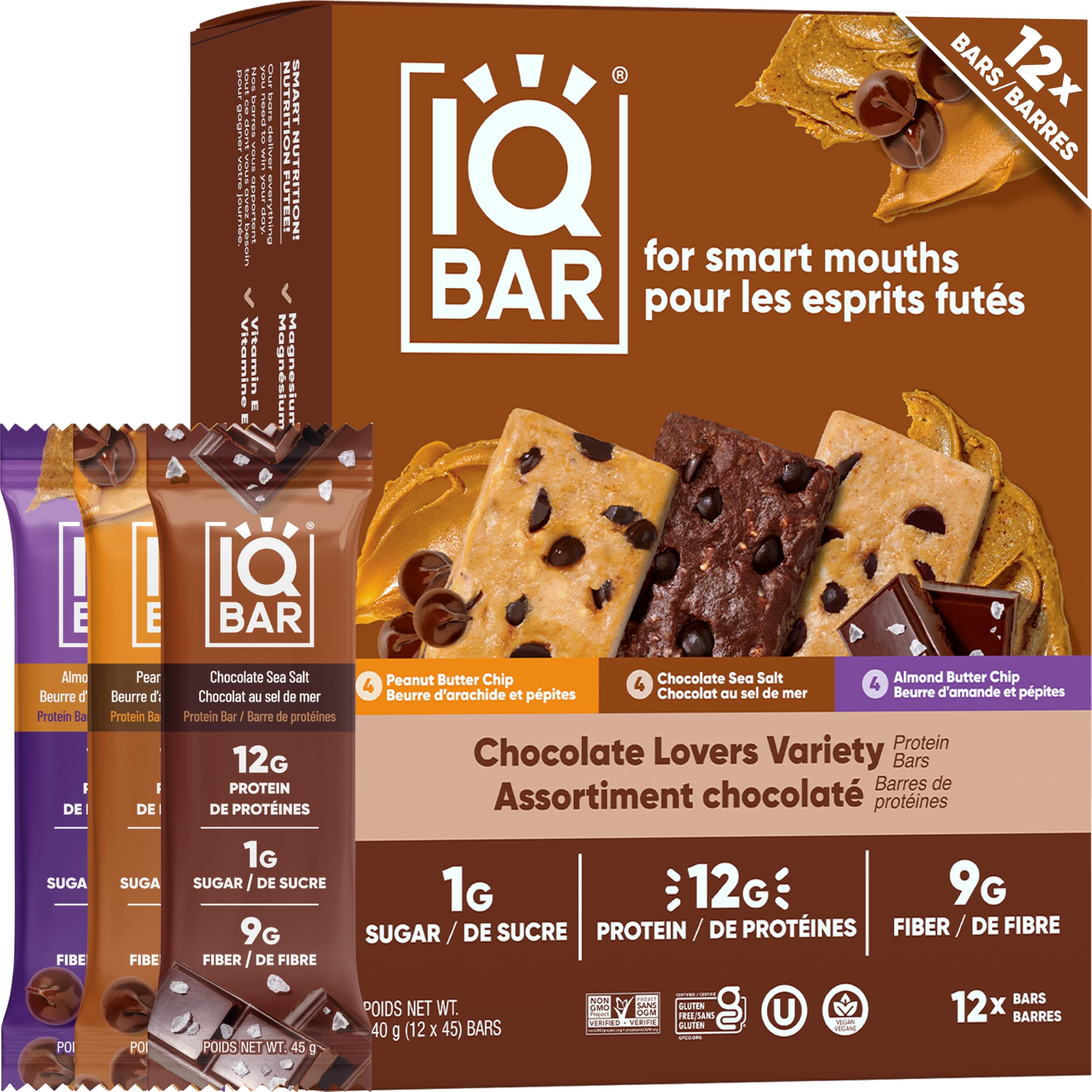 IQBAR Plant Protein Bar, Chocolate Lovers 12