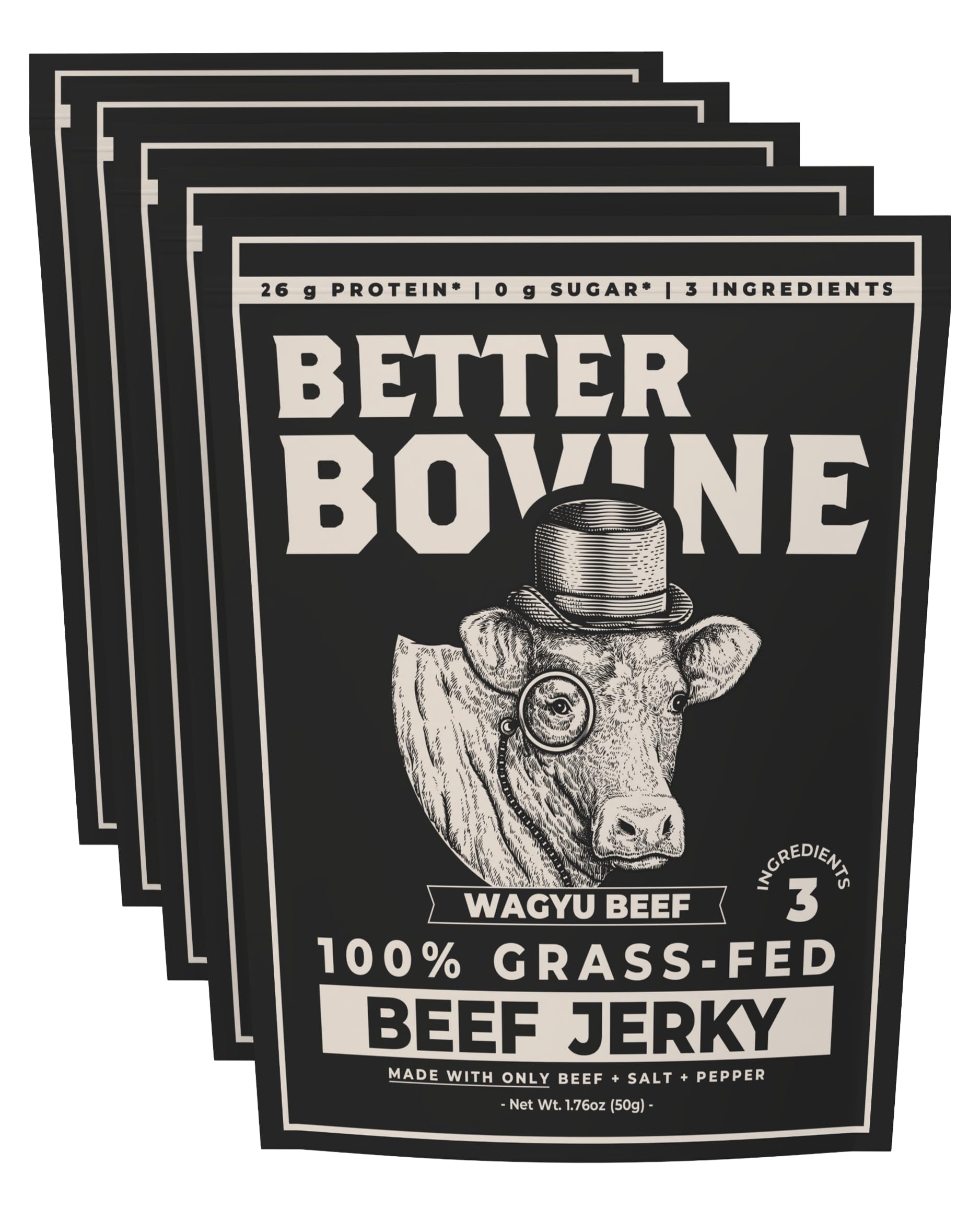 Better Bovine Grass-Fed Wagyu Beef Jerky, 5-pack