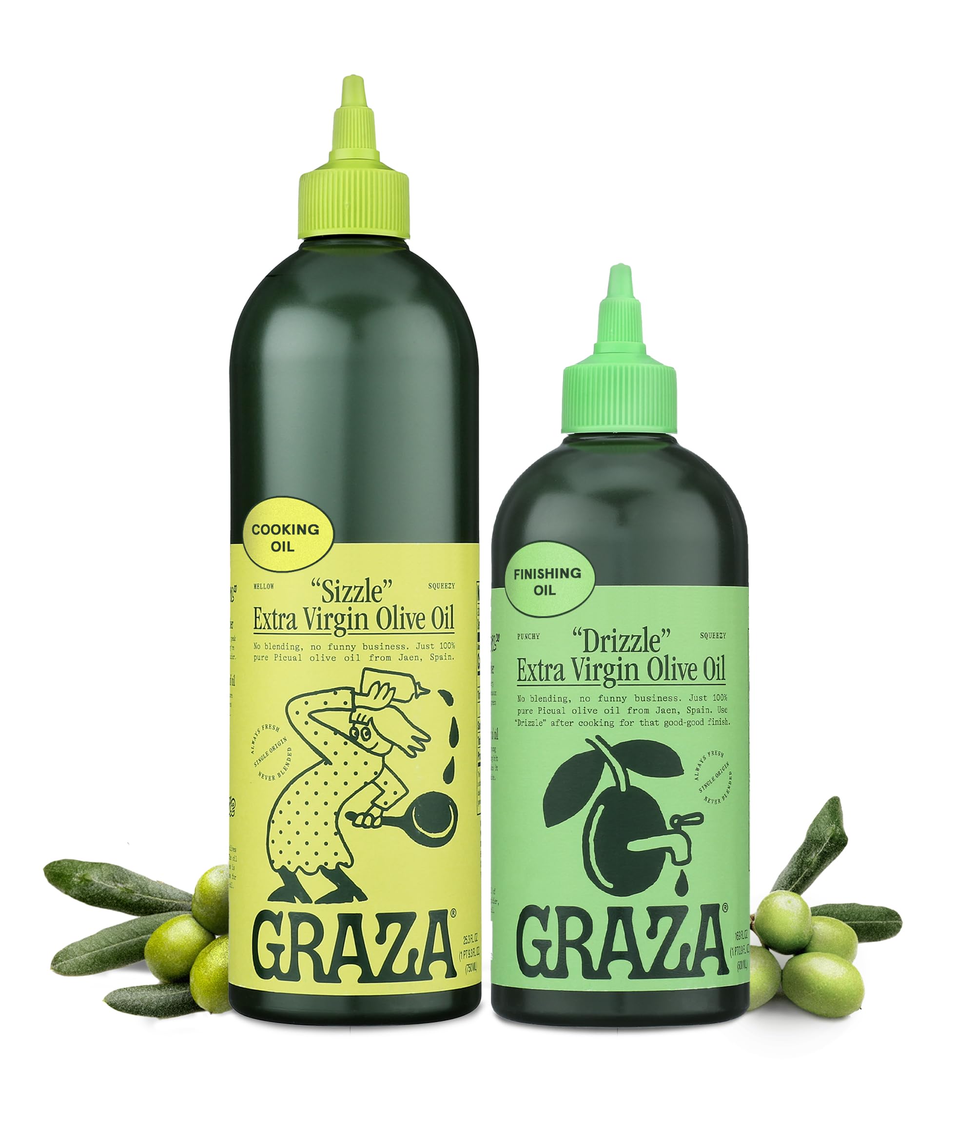 Graza Extra Virgin Olive Oil Variety Pack, Sizzle & Drizzle - High Polyphenol Pe